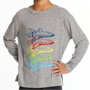 Chaser Rocketships Boys Long Sleeve Crew Neck Tee